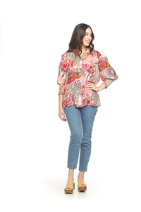Jessica Bold Floral Button Front Top