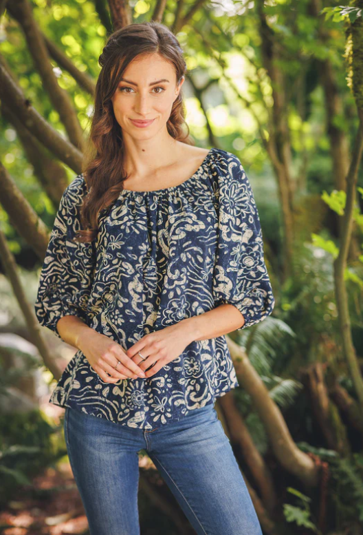 Maggie Floral Wide Neck Top