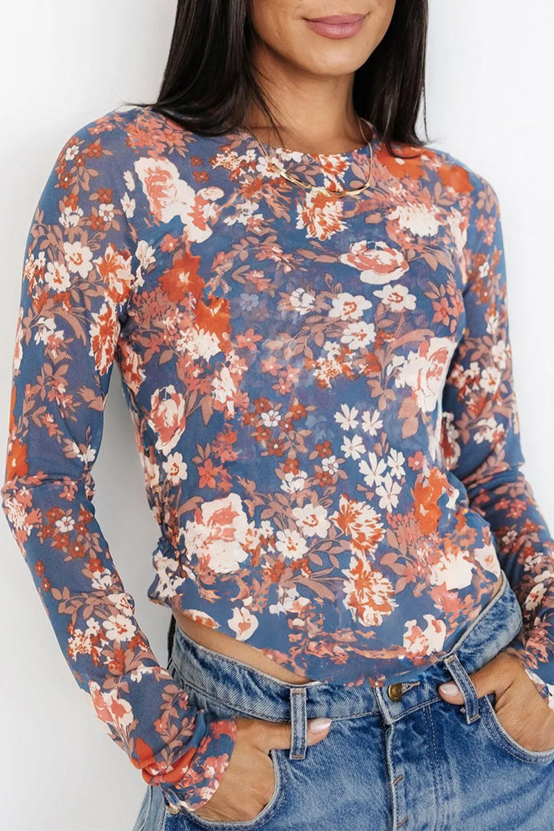 Michelle Floral Mesh Top