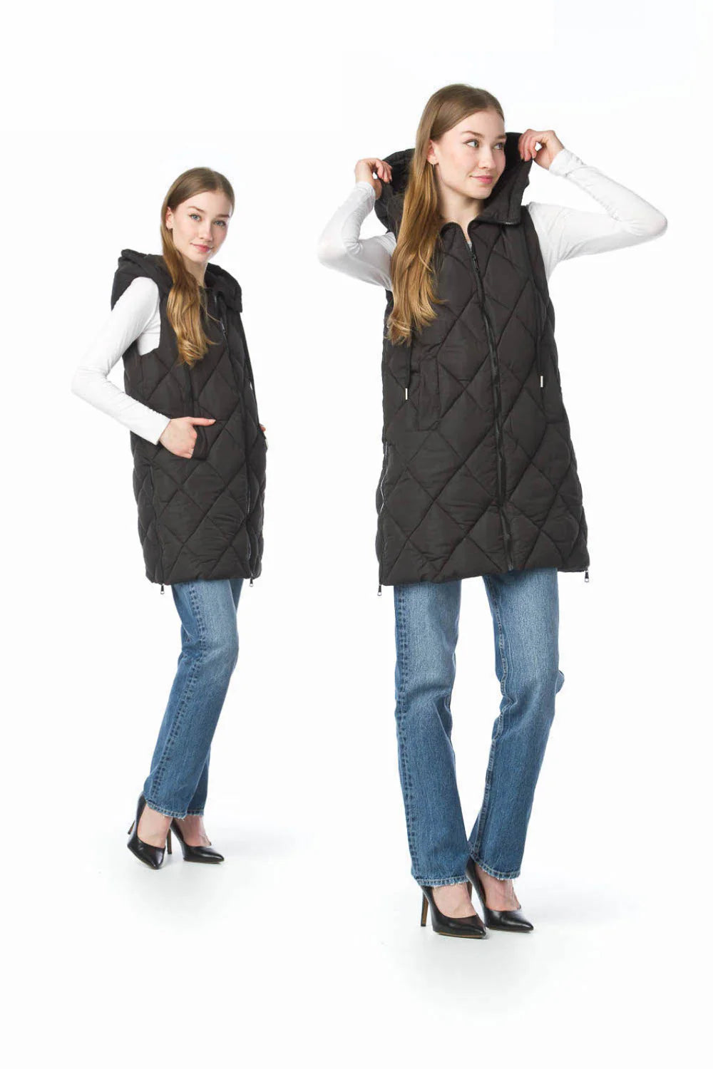 Juno Hooded Puffer Vest - Black