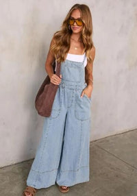 Cherie Wide Leg Denim Overalls