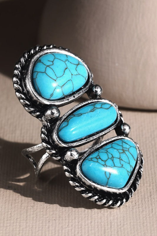 Turquoise Layered Stone Ring