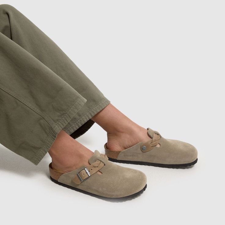 Birkenstock Boston Suede Braided Clog - Taupe (Medium/Narrow