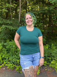 Yani Scoop Neck Tee - Dark Green