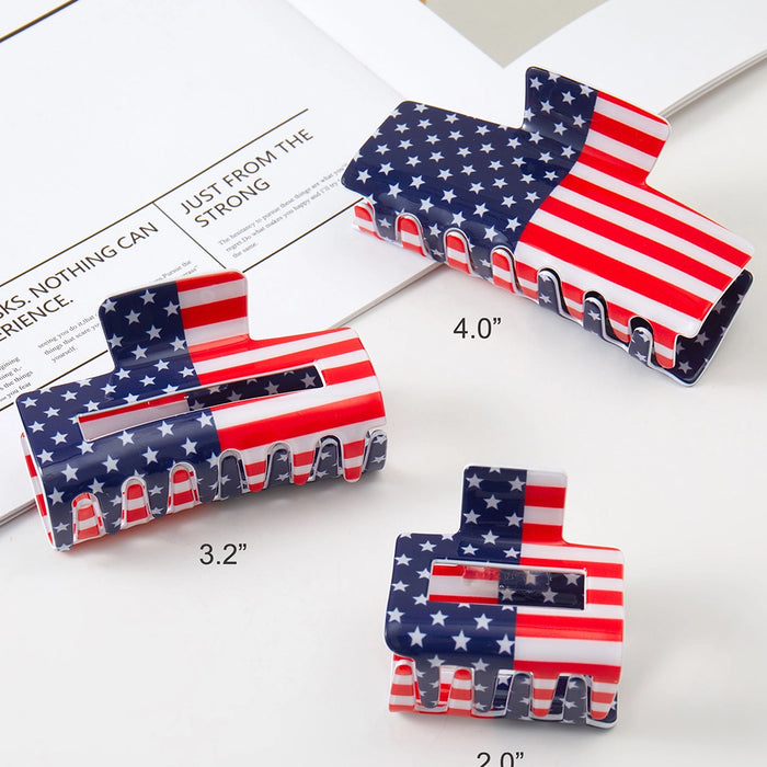 American Flag Hair Claw Set