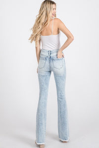 Petra153 Low Rise Acid Wash Flare Jeans