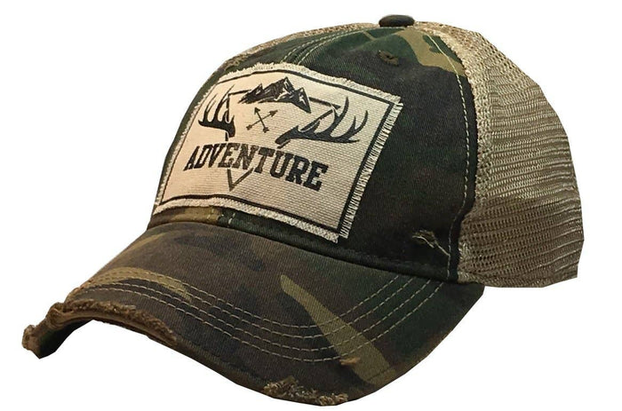 Adventure Distressed Camo Trucker Cap