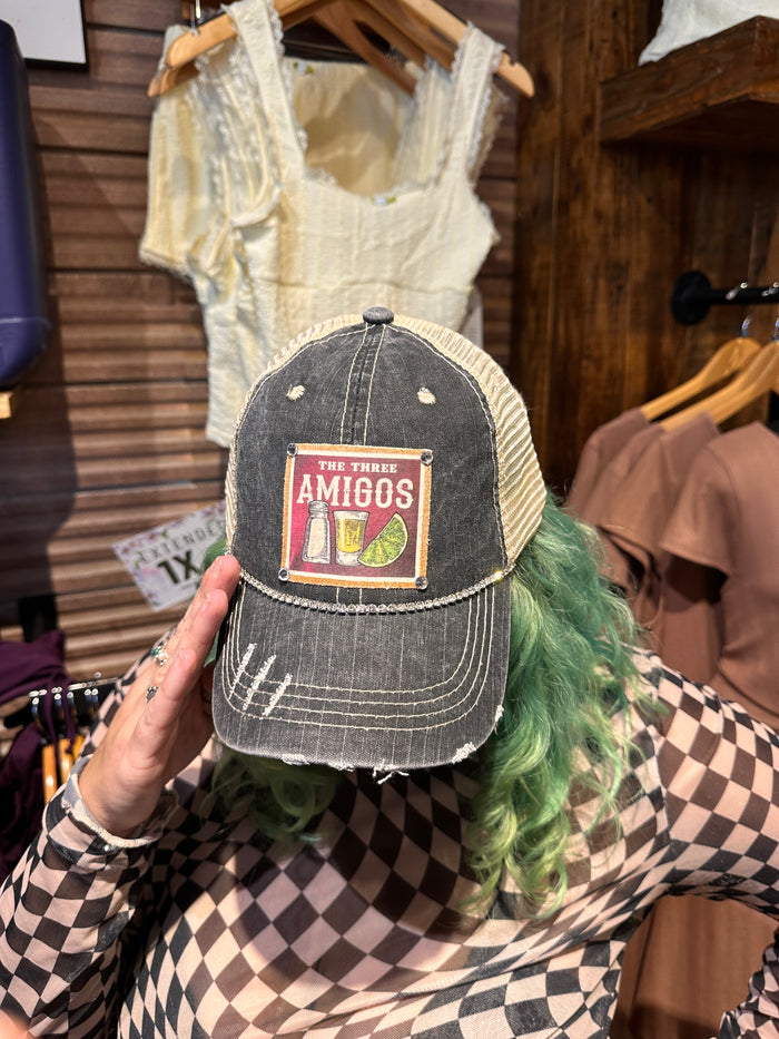 "The Three Amigos" Distressed Trucker Cap