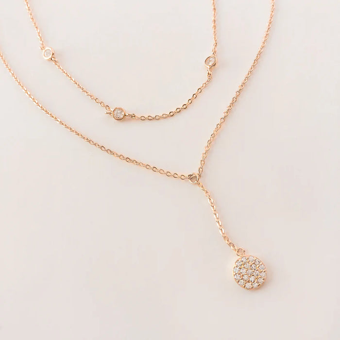 Rose Gold Cubic Zirconia Layered Necklace