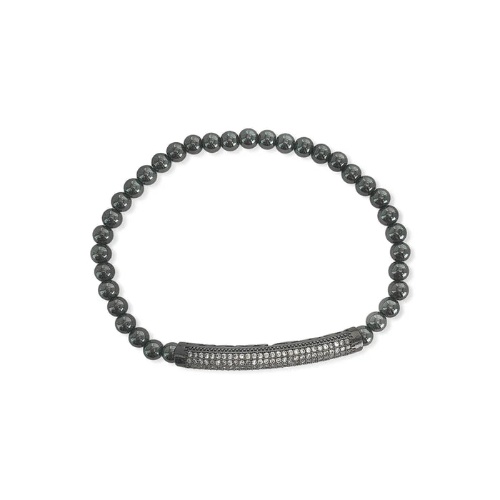 Rhodium Plated Beaded Stretch Bracelet