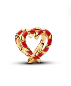 Candy Cane Openwork Heart Charm