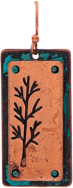 Patina Copper Layer Tree Stamp Earring