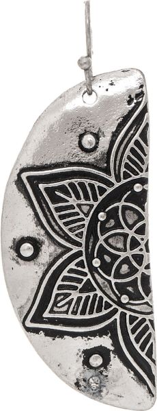 Silver Engraved Split Mandala Earrings