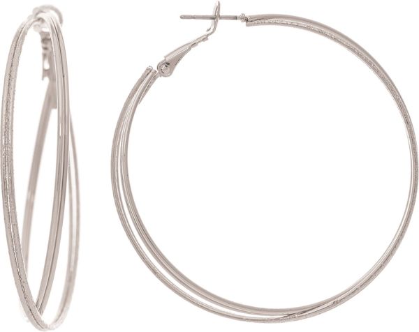 Silver Crossed Wire Hoop Earrings