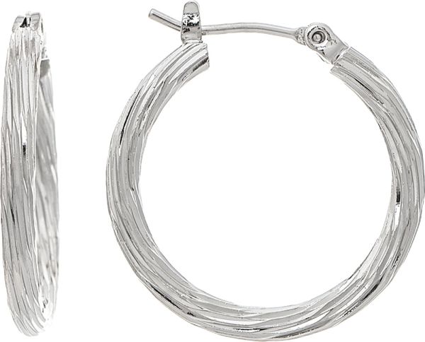 Silver Twist 7/8" Hoop Earrings