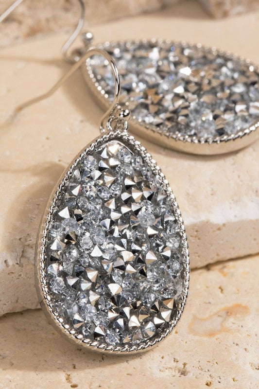 Glitter Stone Teardrop Earrings