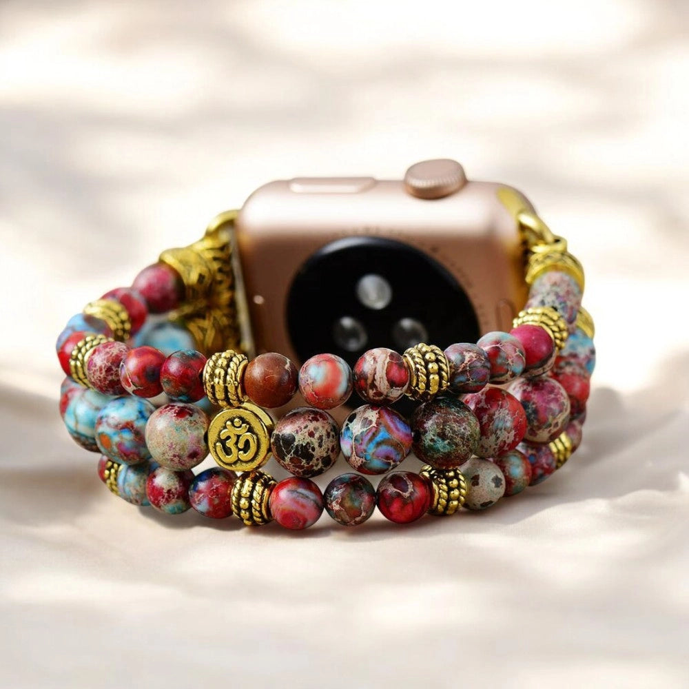 Crimson Jasper Stretch Apple Watch Strap