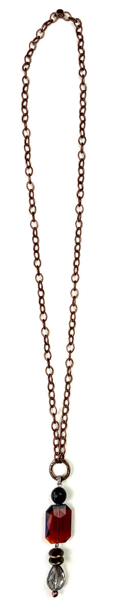 Bronze Mixed Bead Pendant Necklace