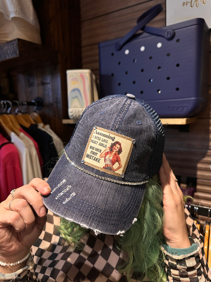 "Your First Mistake" Distressed Trucker Cap