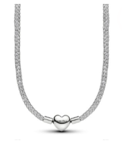 Heart Clasp Sparkling Mesh Necklace