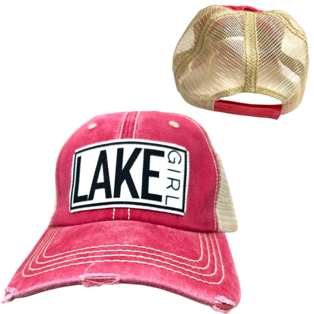 Lake Girl Distressed Trucker Cap