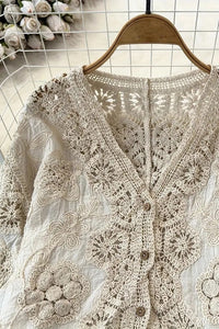 Lenore Crochet Button Down Blouse