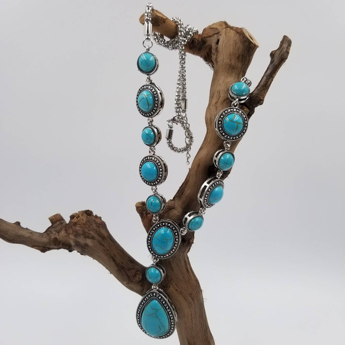 Turquoise Teardrop Stone Necklace