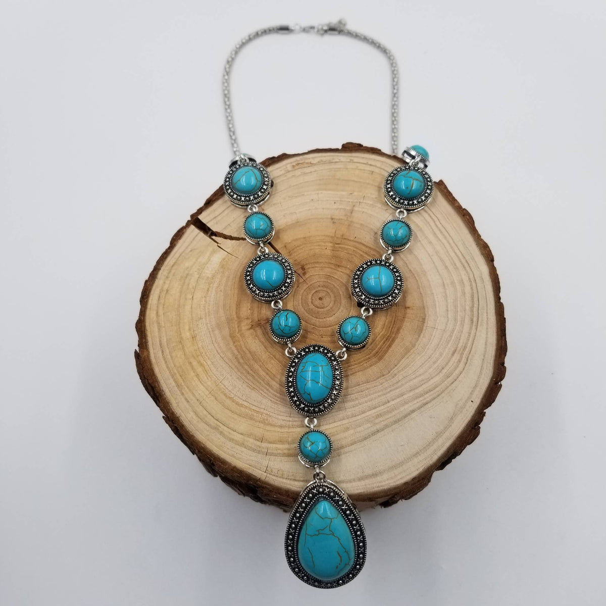 Turquoise Teardrop Stone Necklace