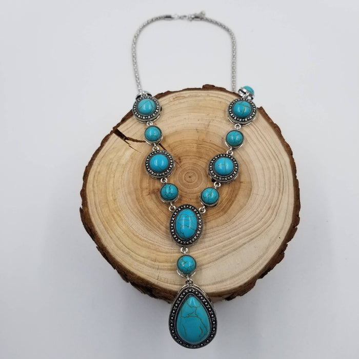 Turquoise Teardrop Stone Necklace