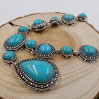 Turquoise Teardrop Stone Necklace