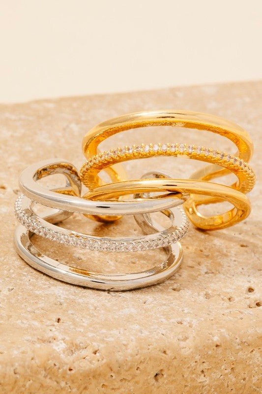 Layered Row Open Band Ring