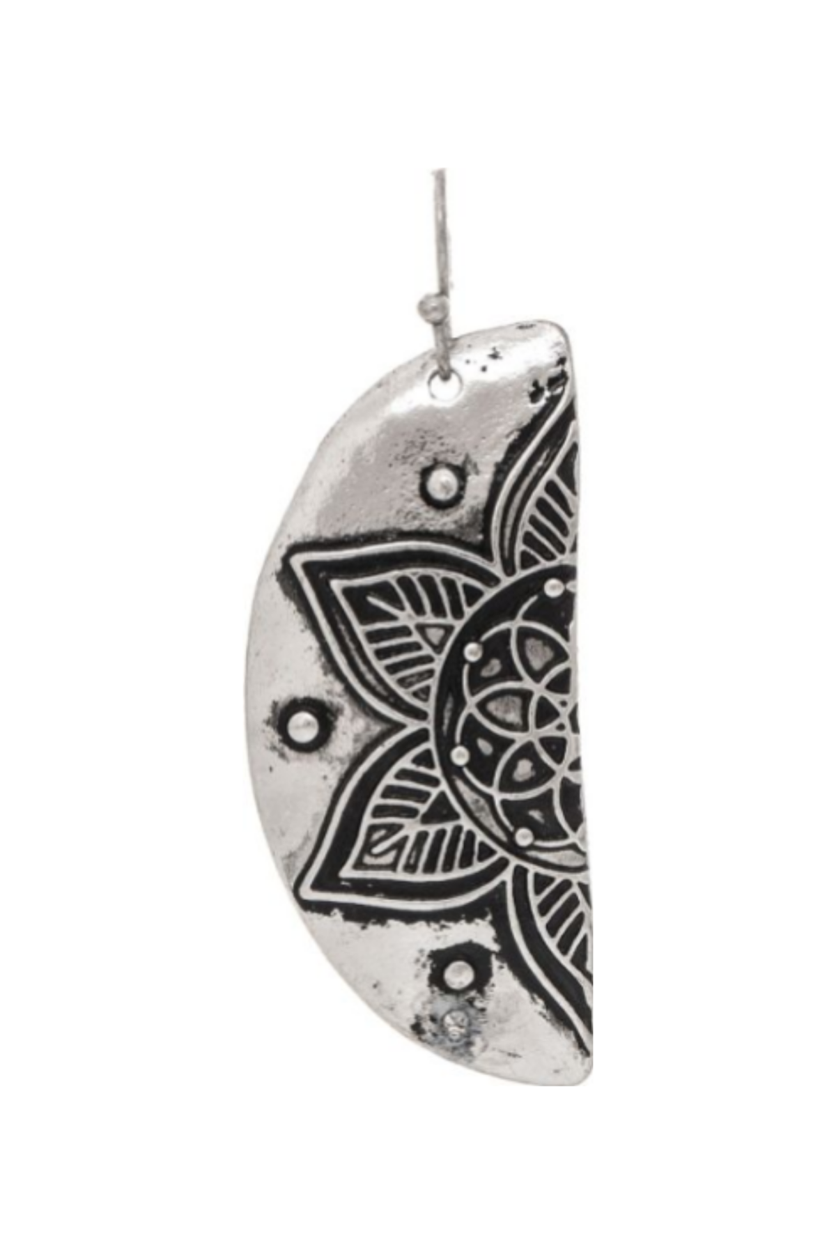 mandala print half moon shape earrings