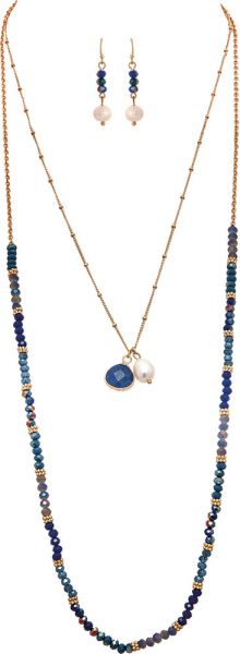Gold Lapis & Pearl Layered Necklace Separates