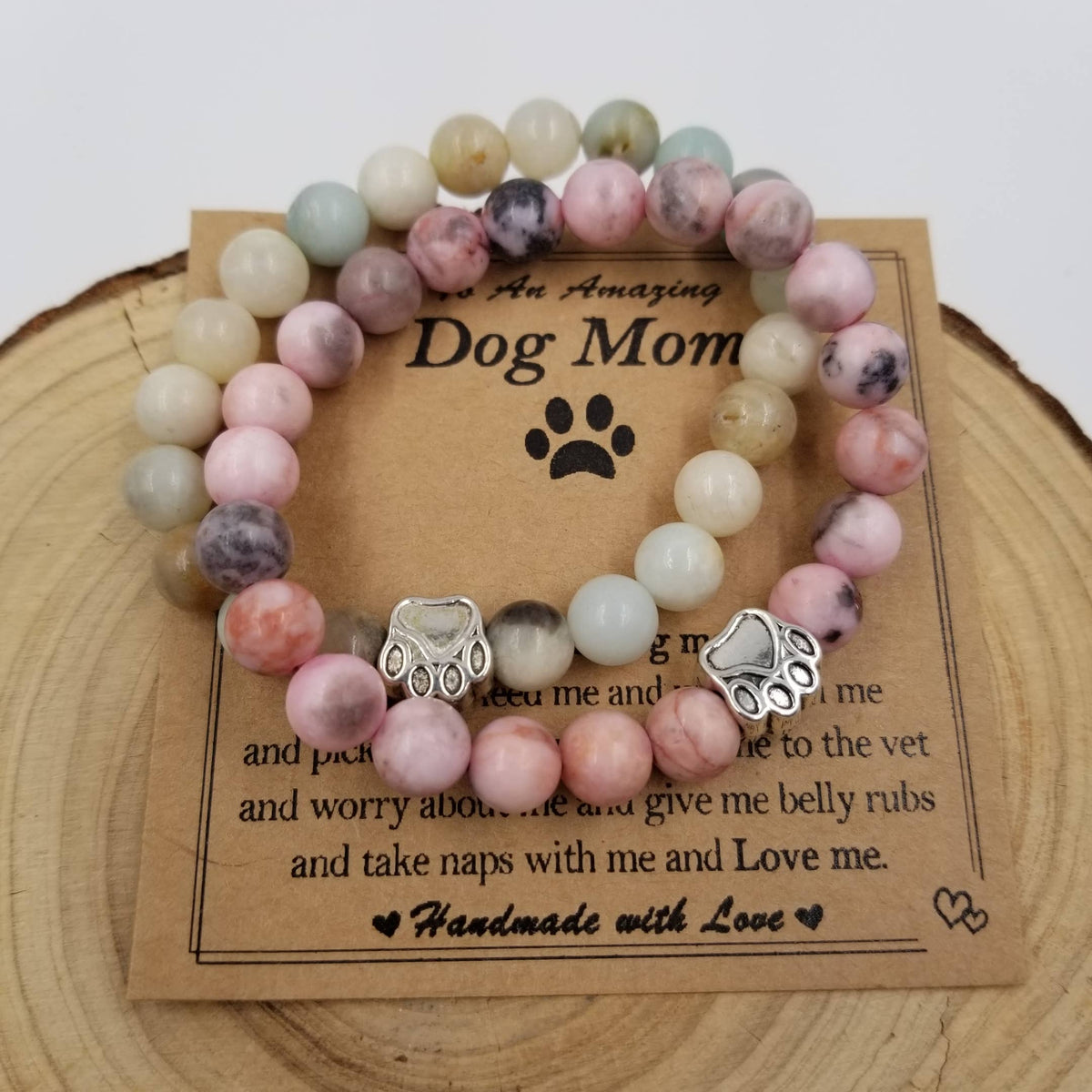 Dog Mom Natural Stone Bracelet