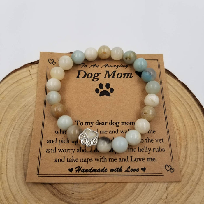 Dog Mom Natural Stone Bracelet