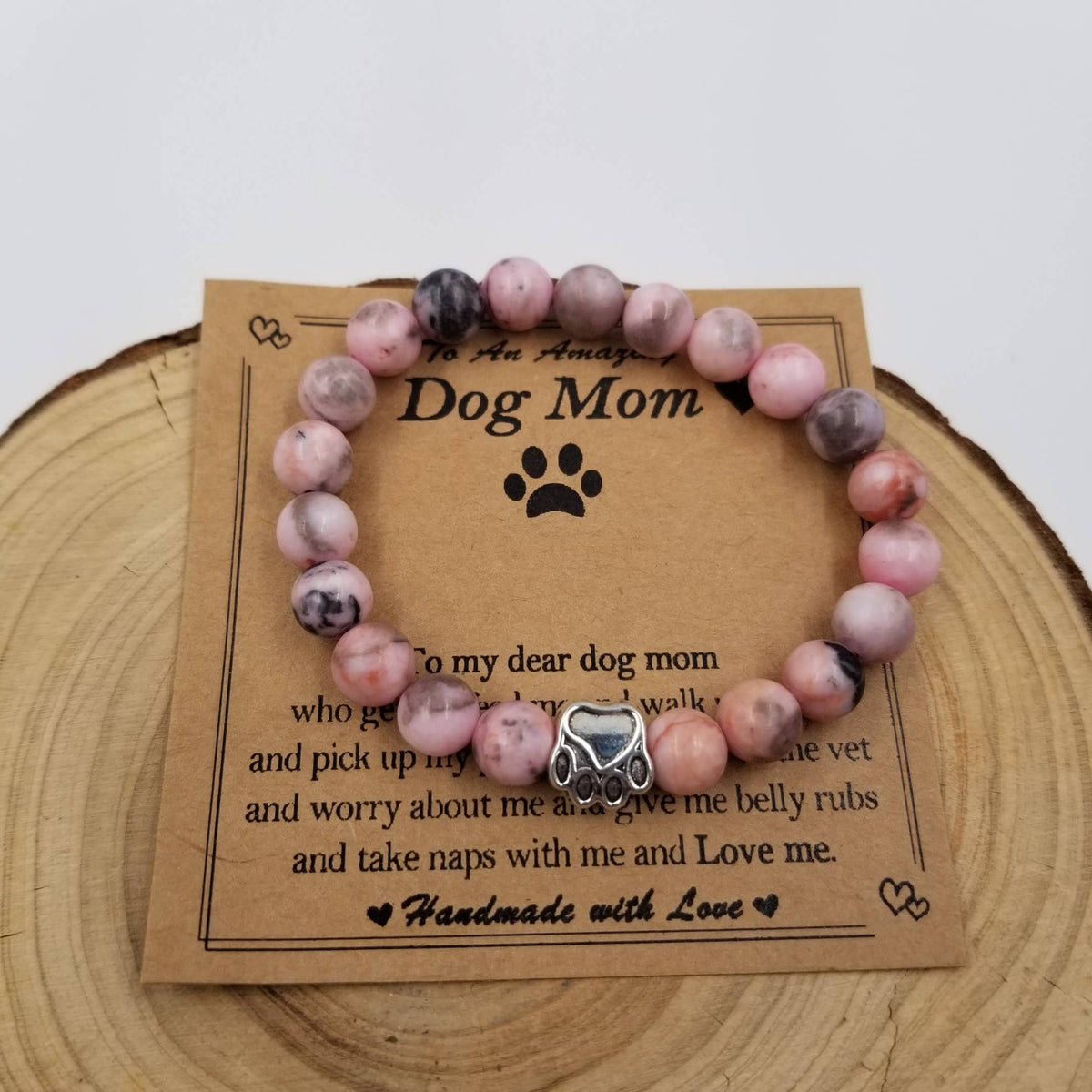 Dog Mom Natural Stone Bracelet