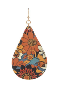 orange floral teardrop earrings