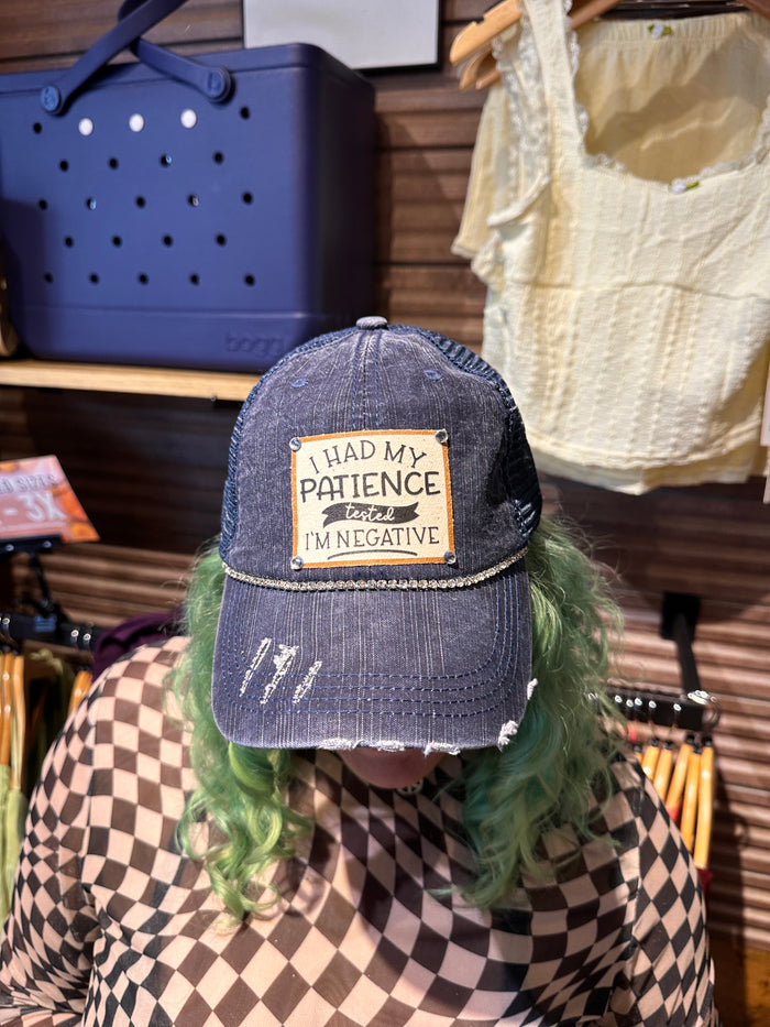 "I Had My Patience Tested" Distressed Trucker Cap