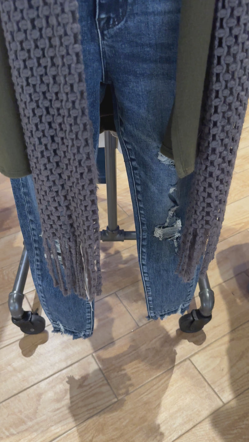 Kaylee Fringe Trim Knit Scarf