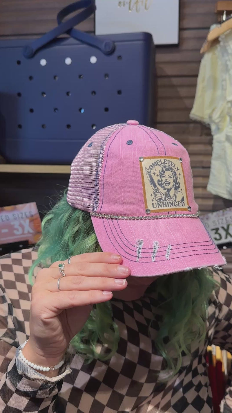 "Completely Unhinged" Distressed Trucker Cap