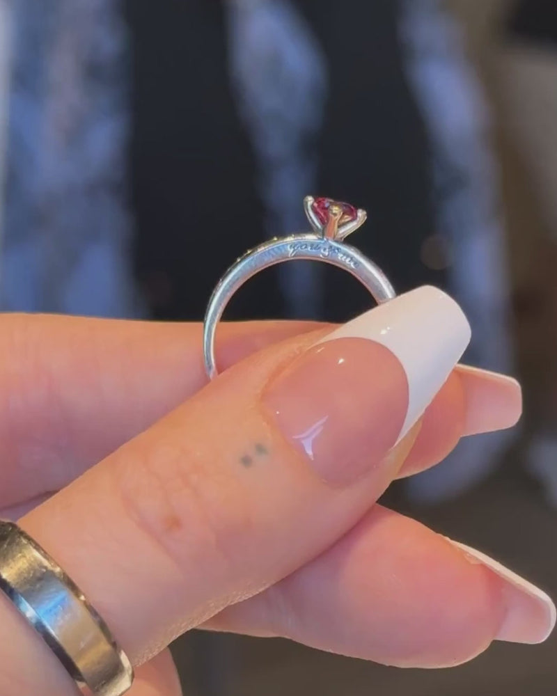 Sparkling Red Heart Ring