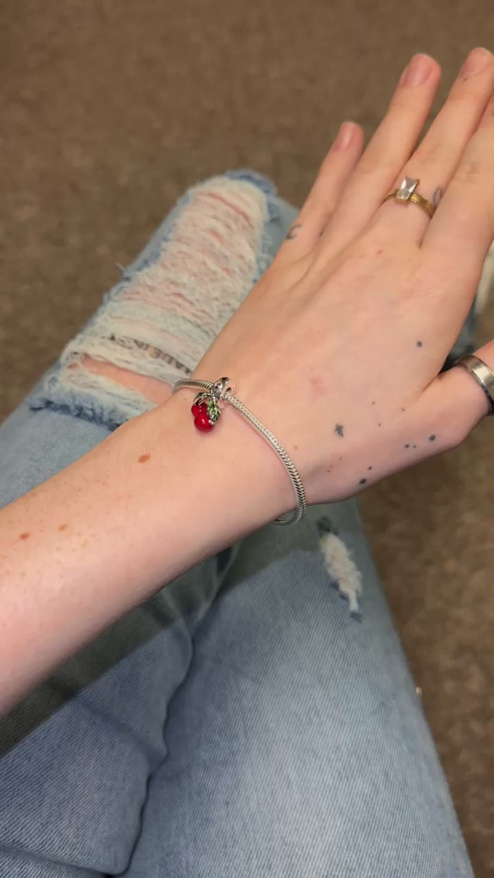Asymmetrical Cherry Fruit Dangle Charm
