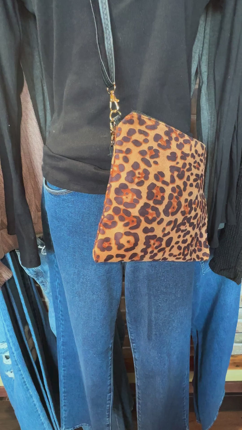 Calypso Leopard Print Padded Crossbody Bag