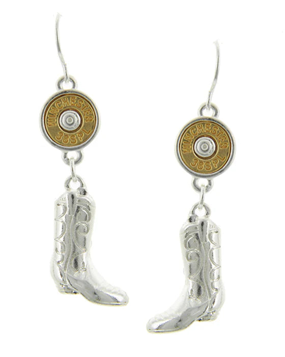 Bullet Shell Cowboy Boot Earrings