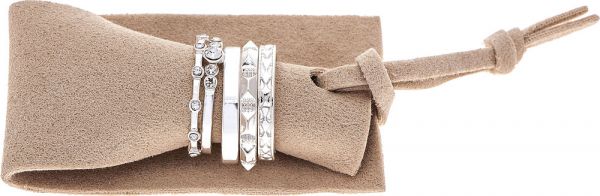 Silver Modern Bands Five Piece Ring Set