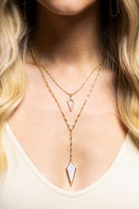 Semiprecious Stone Diamond Layered Necklace