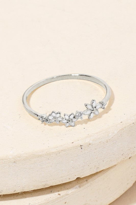 Delicate Enamel Flower RIng