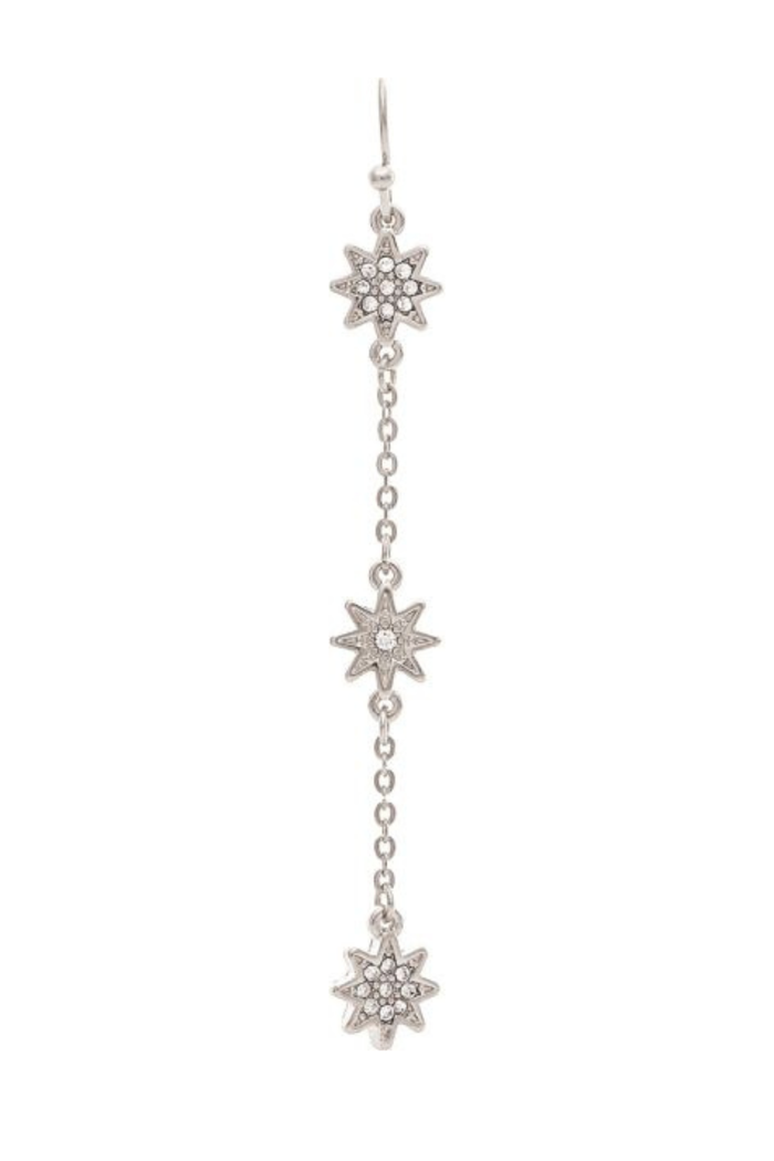 silver starburst dangle earrings