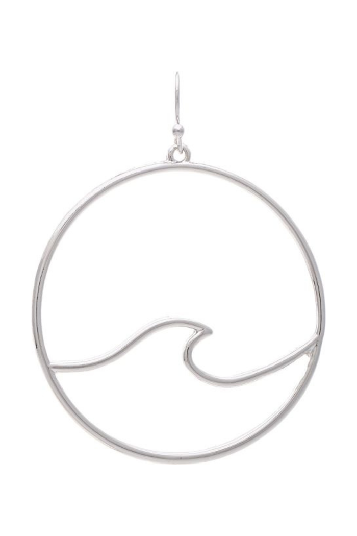 silver tone wave earrings