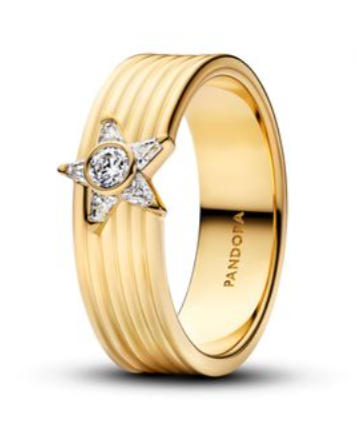 Sparkling Shooting Star Wide Band Ring